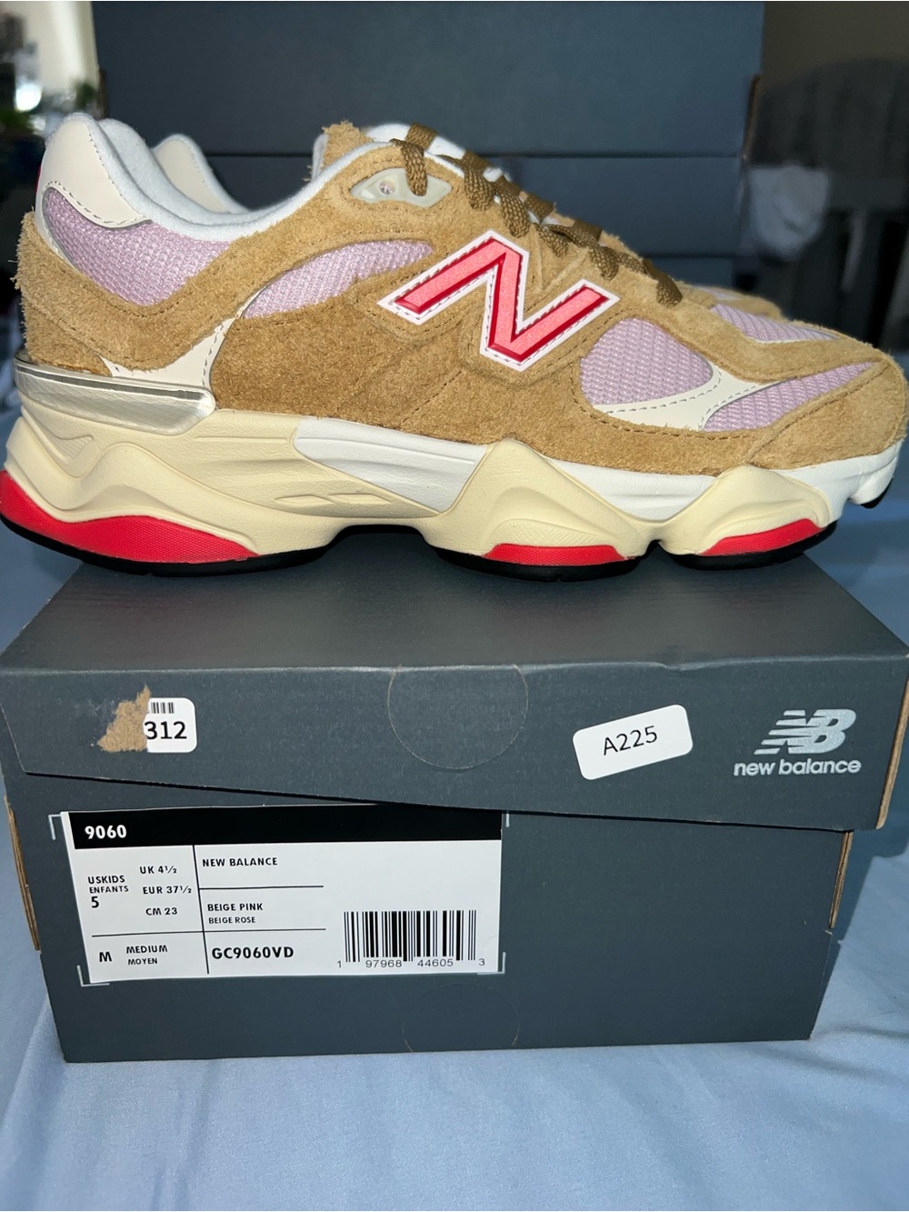 New Balance 9060 Beige, Pink & Red Retro Runner
